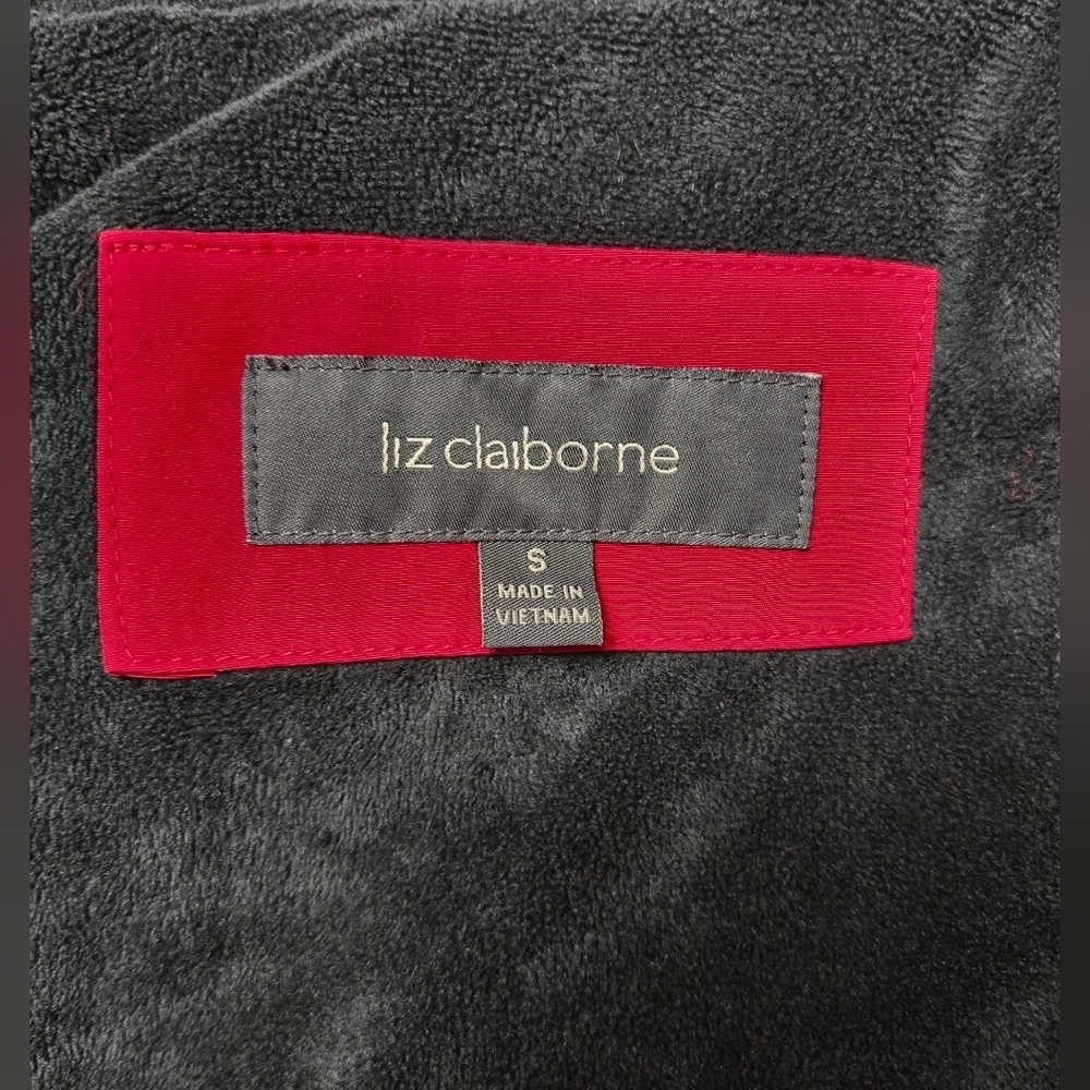 Liz Claiborne S Winter Coat Faux Layered Vest Fleece Drawstring Red Wine - Picture 9 of 12